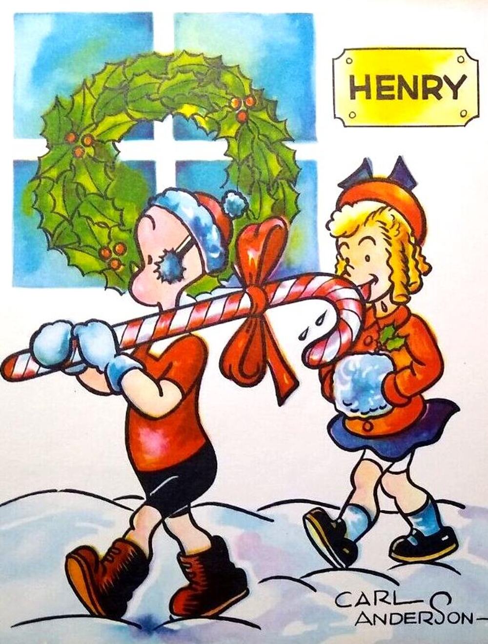 Henry Christmas Greeting Card Famous Comics 1951 King Features Carl Anderson